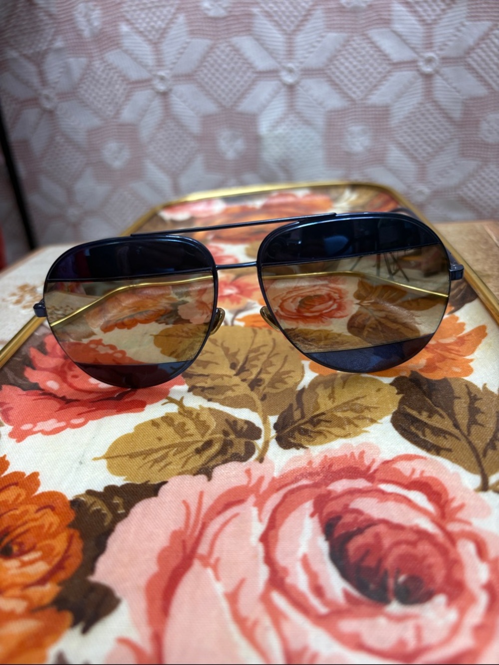 Dior CD Aviator Sunglasses | Blue Frame | Mirror Lens